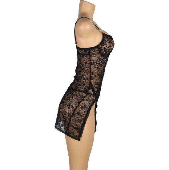 Subblime Babydolls SUBBLIME - 954185 LACE BABYDOLL WITH ADJUSTABLE STRAPS BLACK S/M