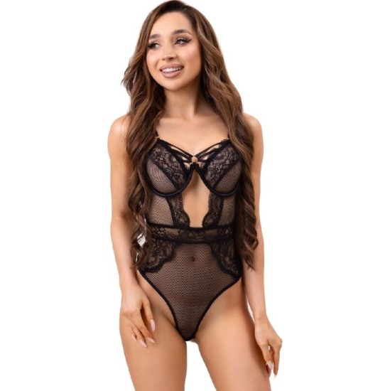 Livco Corsetti Bodies LIVCO CORSETTI FASHION - PAULA LC 20209 BODY WITH LACE DECORATIONS BLACK S/M
