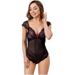 Livco Corsetti Bodies LIVCO CORSETTI FASHION - EVELYN LC 20243 BODY WITH LACE TRIMMING AND TRANSPARENCIES BLACK S/M