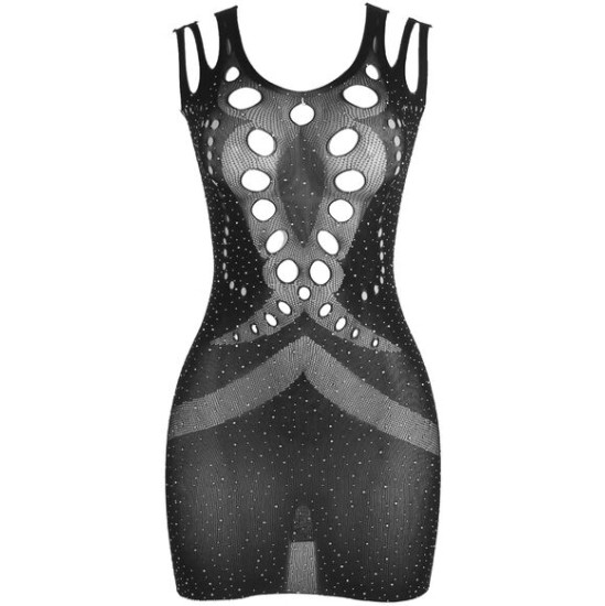 Subblime Dresses SUBBLIME - 952198 FISHNET DRESS WITH BRILLIANT DIAMONDS BLACK ONE SIZE
