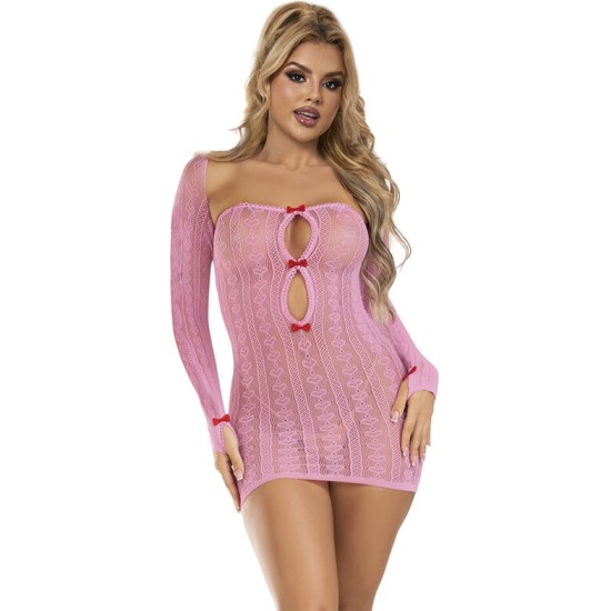 Subblime Dresses SUBBLIME - 952471 PINK FISHNET DRESS ONE SIZE