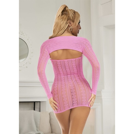 Subblime Dresses SUBBLIME - 952471 PINK FISHNET DRESS ONE SIZE