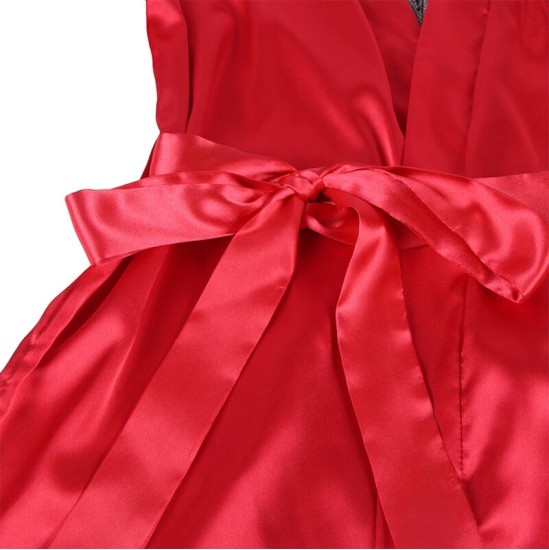 Subblime Sets SUBBLIME - 954024 LACE SHEER BACK CAMISOLE + THONG RED/BLACK L/XL