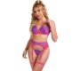 Subblime Sets SUBBLIME - 955366 BRA SET WITH LACE AND GARTER LINES PINK AND PURPLE L/XL