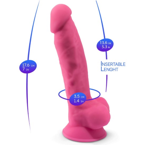 Silexd MODEL 1 REALISTIC PENIS PREMIUM SILICONE SILEXPAN FLUORESCENT PINK 17.5 CM