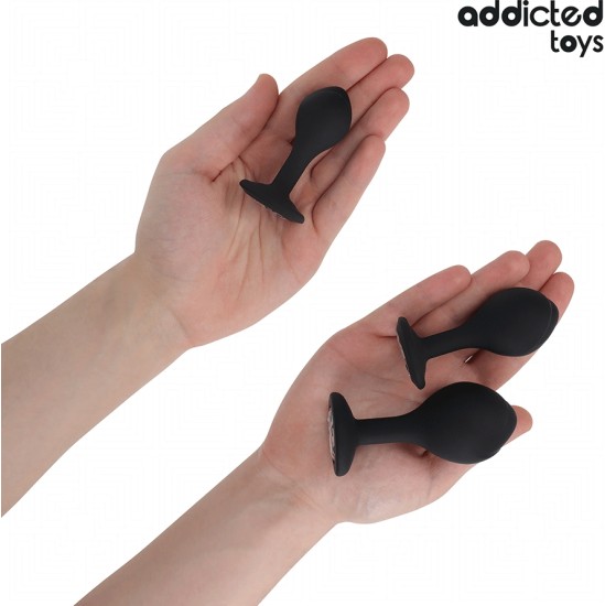 Addicted Toys SET OF 3 ANAL PLUG SILICONE WITH JEWEL