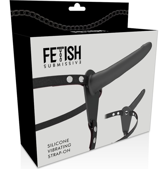 Fetish Submissive Harness BLACK SILICONE VIBRATOR 15 CM
