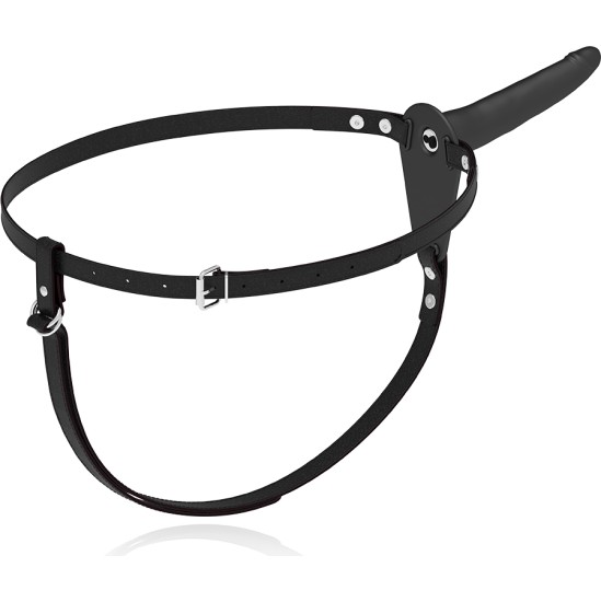 Fetish Submissive Harness BLACK SILICONE VIBRATOR 15 CM