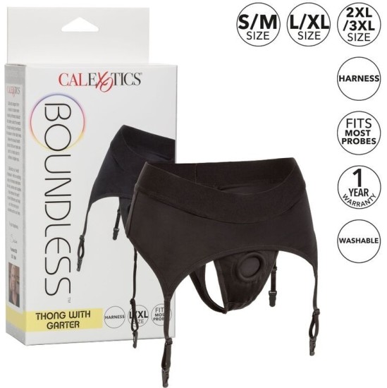 Calexotics BOUNDLESS THONG WITH GARTER L/XL