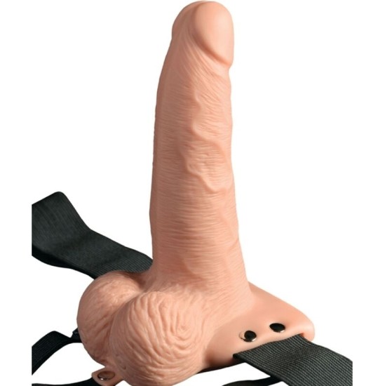 Fetish Fantasy Series ADJUSTABLE HARNESS REMOTE CONTROL REALISTIC PENIS WITH RECHARGEABLE TESTICLES AND VIBRATOR 15 CM