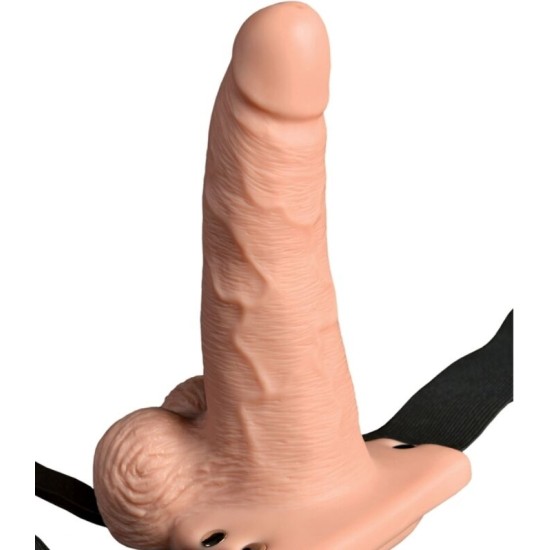 Fetish Fantasy Series ADJUSTABLE HARNESS REMOTE CONTROL REALISTIC PENIS WITH RECHARGEABLE TESTICLES AND VIBRATOR 15 CM