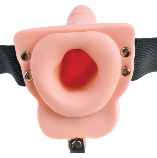 Fetish Fantasy Series ADJUSTABLE HARNESS REMOTE CONTROL REALISTIC PENIS WITH RECHARGEABLE TESTICLES AND VIBRATOR 15 CM