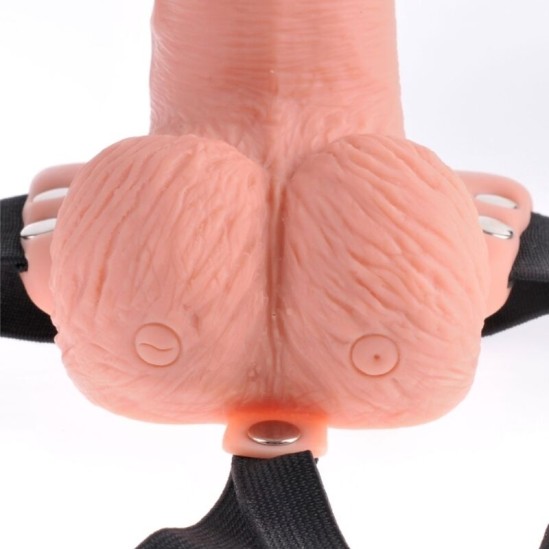 Fetish Fantasy Series ADJUSTABLE HARNESS REMOTE CONTROL REALISTIC PENIS WITH RECHARGEABLE TESTICLES AND VIBRATOR 15 CM