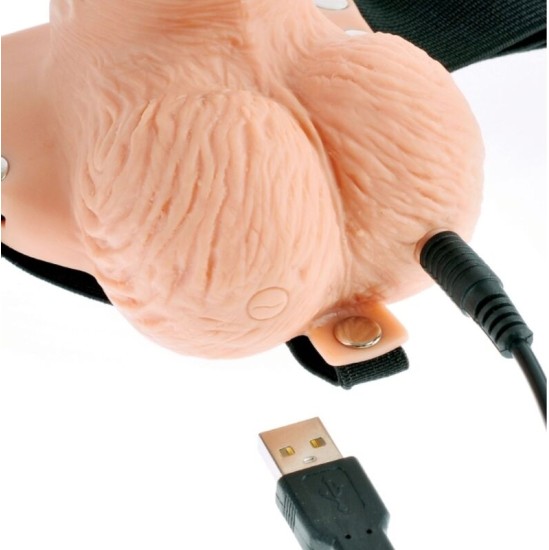 Fetish Fantasy Series ADJUSTABLE HARNESS REMOTE CONTROL REALISTIC PENIS WITH RECHARGEABLE TESTICLES AND VIBRATOR 15 CM