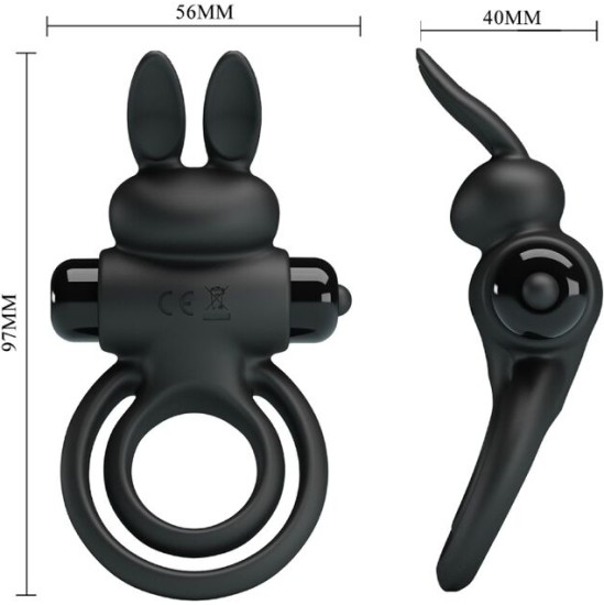 Pretty Love Male PRETTY LOVE - VIBRATOR III RABBIT RING FOR BLACK PENIS