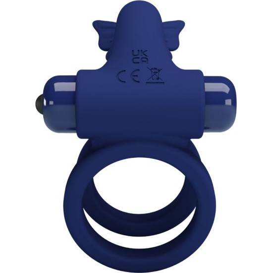 Pretty Love Male PRETTY LOVE - JAMELE DOUBLE RING WITH VIBRATION & BUTTERFLY STIMULATOR BLUE