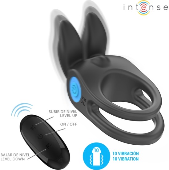 Intense Couples Toys INTENSE - SAM VIBRATOR DOUBLE PENIS RING 10 VIBRATIONS BLACK