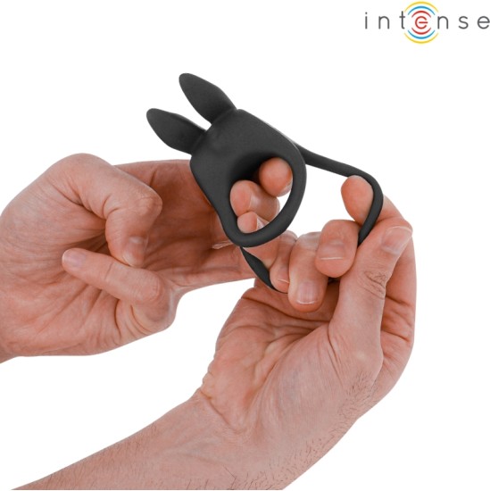 Intense Couples Toys INTENSE - SAM VIBRATOR DOUBLE PENIS RING 10 VIBRATIONS BLACK