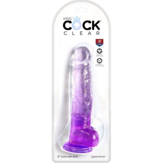 King Cock CLEAR REALISTIC PENIS WITH BALLS 16.5 CM PURPLE