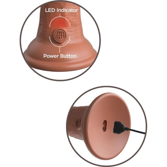 King Cock ELITE REALISTIC DILDO VIBRATING & SILICONE 15.2 CM CARAMEL