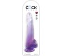 King Cock CLEAR DILDO WITH TESTICLES 19 CM PURPLE