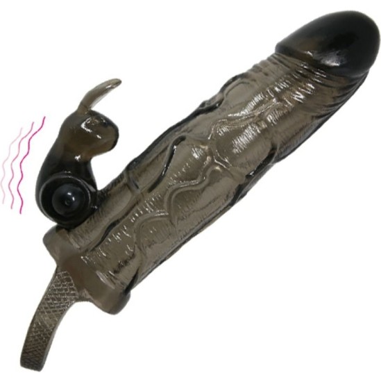 Baile For Him BAILE - BRAVE MAN PENIS COVER WITH RABBIT BLACK 16.5 CM