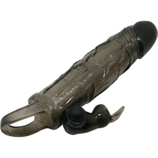 Baile For Him BAILE - BRAVE MAN PENIS COVER WITH RABBIT BLACK 16.5 CM