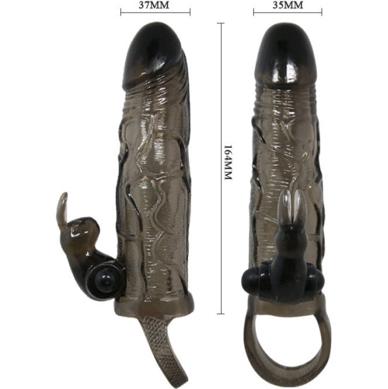 Baile For Him BAILE - BRAVE MAN PENIS COVER WITH RABBIT BLACK 16.5 CM