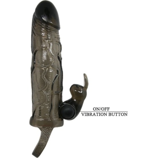 Baile For Him BAILE - BRAVE MAN PENIS COVER WITH RABBIT BLACK 16.5 CM