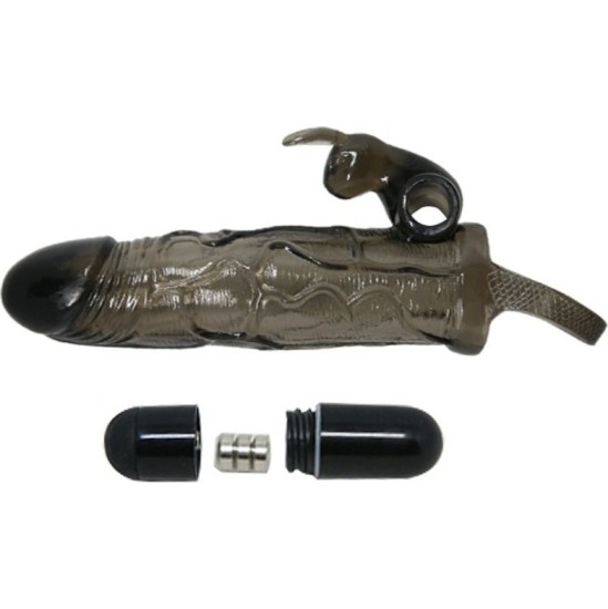 Baile For Him BAILE - BRAVE MAN PENIS COVER WITH RABBIT BLACK 16.5 CM