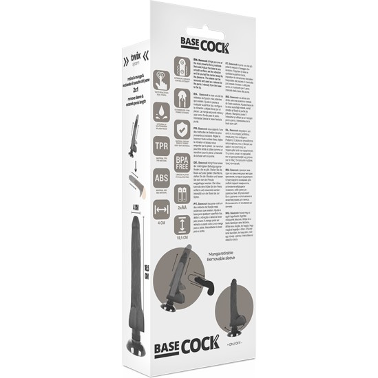 Basecock REALISTIC VIBRATOR 2-1 BLACK 18.5 CM -O- 4 CM