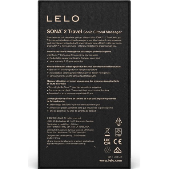 Lelo SONA 2 TRAVEL PURPLE SONIC CLITORIS MASSAGER