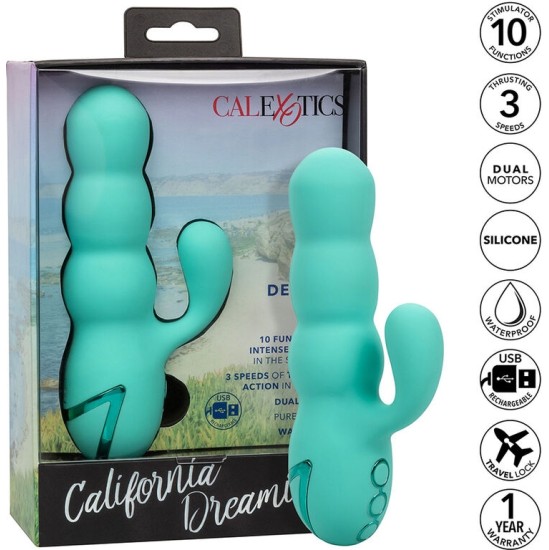 Calexotics DEL MAR DIVA VIBRATOR RABBIR AQUA GREEN BY CALIFORNIA DREAMING