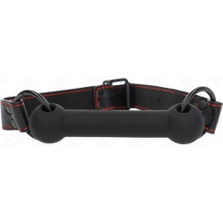 Kink Collar & Gag KINK - BONE GAG WITH LEATHERETTE STRAP BLACK ADJUSTABLE 41-57 CM