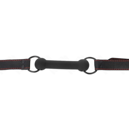Kink Collar & Gag KINK - BONE GAG WITH LEATHERETTE STRAP BLACK ADJUSTABLE 41-57 CM