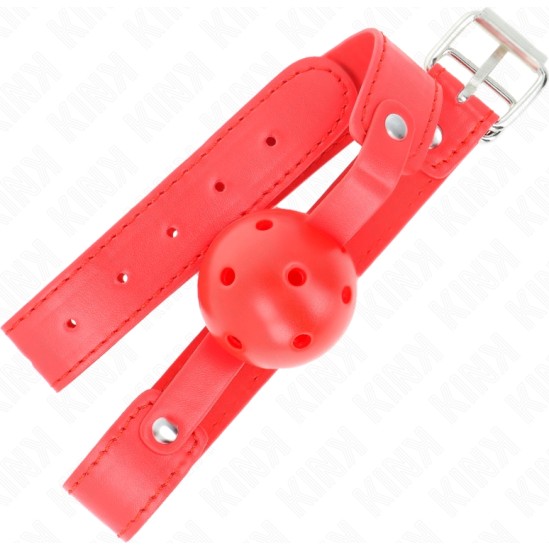 Kink Collar & Gag KINK - RED BREATHABLE BALL 4.5 CM GAG 65 x 2.5 CM