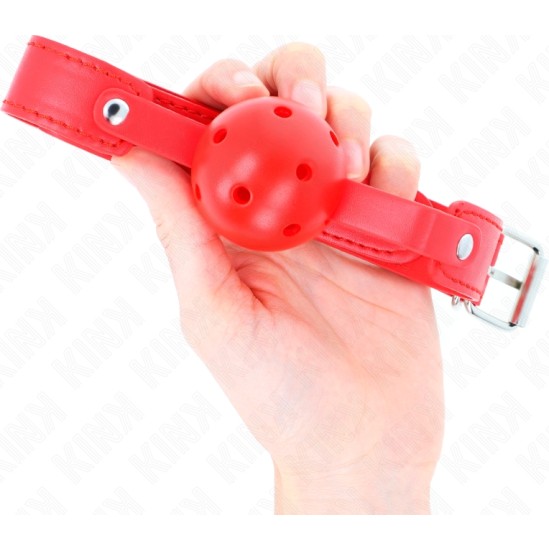 Kink Collar & Gag KINK - RED BREATHABLE BALL 4.5 CM GAG 65 x 2.5 CM