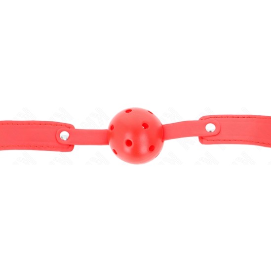 Kink Collar & Gag KINK - RED BREATHABLE BALL 4.5 CM GAG 65 x 2.5 CM
