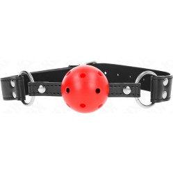 Kink Collar & Gag KINK - BREATHABLE BALL 4 CM GAG WITH DOUBLE RIVET LEATHER 62.5 x 2.5 CM ADJUSTABLE 42-58 CM