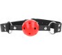 Kink Collar & Gag KINK - BREATHABLE BALL 4 CM GAG WITH DOUBLE RIVET LEATHER 62.5 x 2.5 CM ADJUSTABLE 42-58 CM