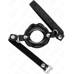 Kink Collar & Gag KINK - LIP 8 CM GAG WITH BLACK LEATHERETTE STRAP 63 x 2 CM ADJUSTABLE 39-58 CM