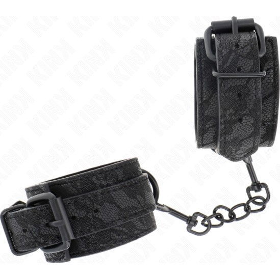 Kink Wrist Restraint KINK - DARK LACE COVERED WRIST CUFFS ADJUSTABLE BLACK 19-26 CM