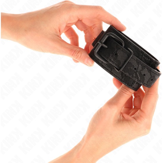 Kink Wrist Restraint KINK - DARK LACE COVERED WRIST CUFFS ADJUSTABLE BLACK 19-26 CM