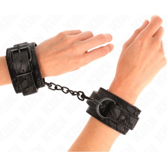 Kink Wrist Restraint KINK - DARK LACE COVERED WRIST CUFFS ADJUSTABLE BLACK 19-26 CM