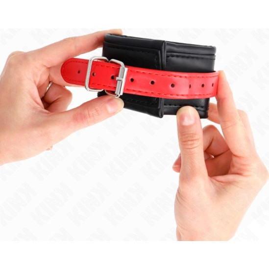 Kink Wrist Restraint KINK - WRIST RESTRAINTS BLACK WITH RED BELT ADJUSTABLE 17-28 CM X 6 CM