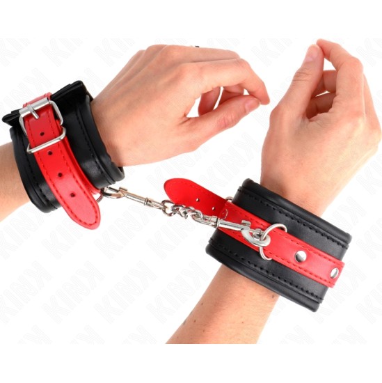Kink Wrist Restraint KINK - WRIST RESTRAINTS BLACK WITH RED BELT ADJUSTABLE 17-28 CM X 6 CM