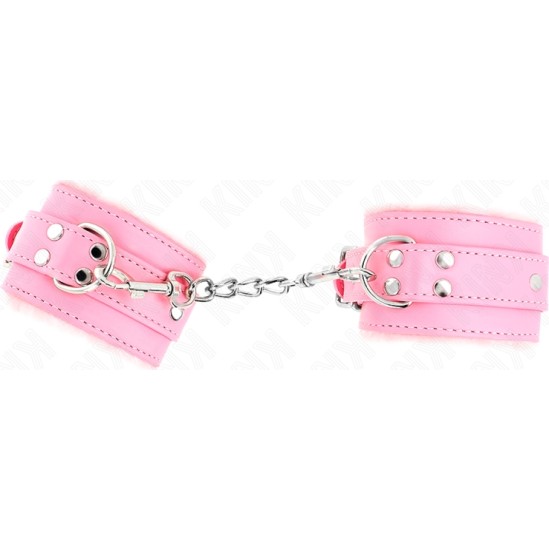 Kink Wrist Restraint KINK - FUR LINED WRIST RESTRAINTS PINK WITH PINK BELT ADJUSTABLE 17-29 CM X 6 CM