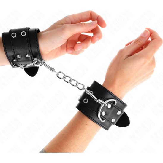Kink Wrist Restraint KINK - DOUBLE BUCKLE WRIST RESTRAINTS BLACK ADJUSTABLE 19-26 CM