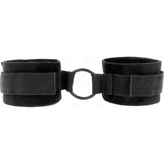 Kink Wrist Restraint KINK - BEGINNER FUR HAND CUFFS 25 CM WITH O-RING 4 CM BLACK ADJUSTABLE 15-25 CM