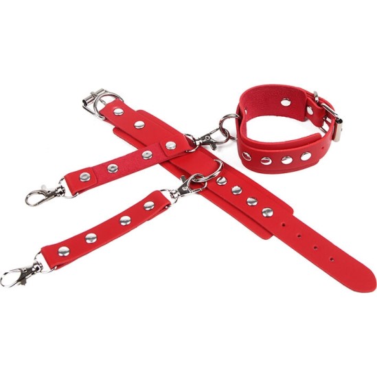 Subblime Fetish SUBBLIME - 953706 HANDCUFFS WITH BONDAGE BELT RED ONE SIZE